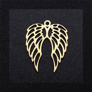 CH65228 Pendants and charms stainless steel wings,flat ,22x18mm/1pcs ,gold plated (0 0)