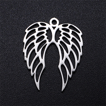 CH65229 Pendants and charms stainless steel wings,flat ,22x18mm/1pcs ,steel color (0 0)