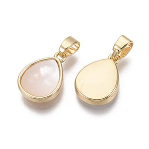 CH65305 Pendants and charms brass teardrop shape,with sea shell ,14x10mm/1pcs , (0 0)