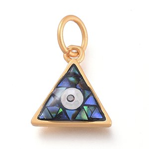 CH65306 Μενταγιόν Ορειχάλκινα Τρίγωνα ,12X11mm/1Τεμ. ,Επίχρυσο Χρώμα,Με Κοχύλι (1 0) (0gr) ()