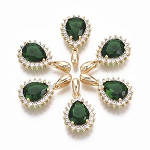 CH65309 Brass teardrop shape pendants with zircon ,for jewellery 17x12mm/1pcs/ gold plated,diana style micropave  ,material brass,,charms (0 0)