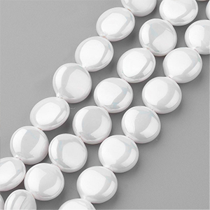 CH65389 Semi precious stones shell pearls round flat,flat ,10x5mm/3pcs ,platinum color (0 0)