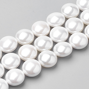 CH65390 Semi precious stones shell pearls round flat,flat ,14x5mm/2pcs ,platinum color (0 0)
