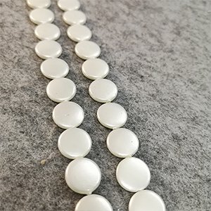 CH65391 Semi precious stones shell pearls round flat,flat ,14×3,5mm/5pcs ,platinum color (0 0)