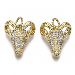 CH65400 Pendants and charms brass sheep,micropave ,20x18mm/1pcs ,gold plated (0 0)
