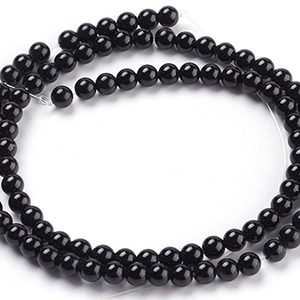 CH65415 Semi precious stones natural black onyx round beads, ,4mm/98pcs ,black color (0 0)