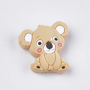 CH65441 Silicone teether beads koala, ,28x26mm/1pcs ,beige color (0 0)