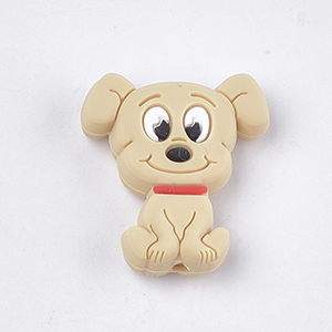 CH65456 Silicone teether beads dogs, ,28x25mm/1pcs ,dark beige color (0 0)