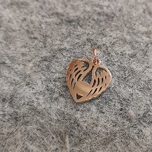 CH65474 Μενταγιον ατσαλινα φτερα αγγελων ,19x12mm/1τεμ. ,ροζ χρυσο χρωμα,πλακε (0 0)