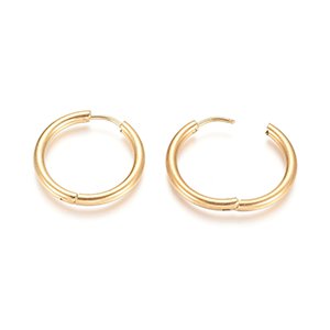 CH65660 Stainless steel hoop earrings ,for jewellery 23×2.5mm/2pair/ 18k gold plated,huggie hoop   ,material stainless steel,, (38 0)