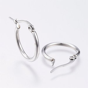 CH65663 Jewellery stainless steel earrings rings,2.00mm thickness ,24mm/1set ,steel color (0 0)