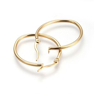 CH65664 Jewellery stainless steel earrings rings,2.00mm thickness ,34mm/1set ,18k gold plated (0 0)