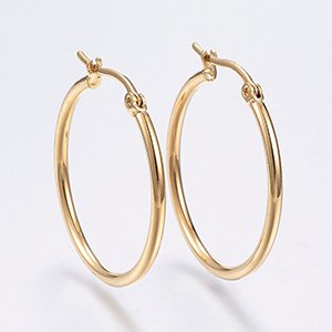 CH65665 Jewellery stainless steel earrings rings,2.00mm thickness ,30mm/1set ,18k gold plated (0 0)