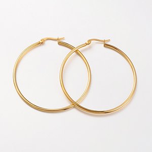 CH65669 Jewellery stainless steel earrings rings,2.00mm thickness ,65mm/1set ,18k gold plated (0 0)