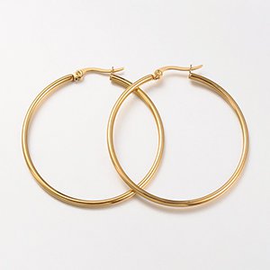 CH65672 Jewellery stainless steel earrings rings,2.00mm thickness ,44mm/1set ,18k gold plated (0 0)