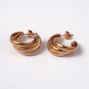 CH65702 Jewellery stainless steel earrings earring studs, ,22x10mm/1set ,gold plated (0 0)