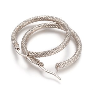 CH65713 Ατσαλινα σκουλαρικια κρικος  26mm/1ζευγ. ατσαλινο χρωμα για κοσμημα   hoop earrings (0 0)