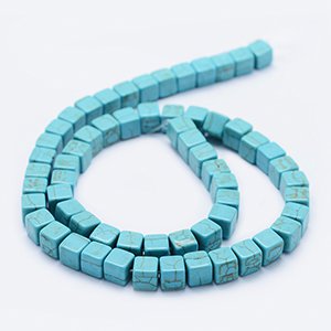 CH65718 Semi precious stones howlite cubes, ,6x6mm/95pcs ,light blue color (0 0)