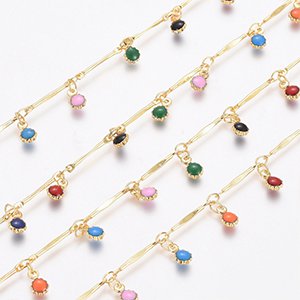 CH65742 Chains metal per meter,enamel link chain ,2mm/1meters ,gold plated (0 0)