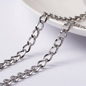 CH65744 Ατσαλινες αλυσιδες με το μετρο twisted για κοσμημα 6x4mm/1μετρ. ατσαλινο χρωμα, με το μετρο  ,συνθεση ανοξειδωτο ατσαλι, (0 0)