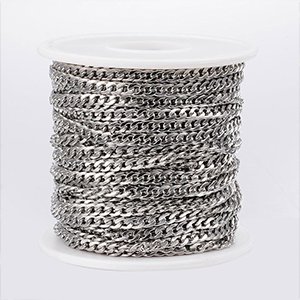 CH65746 Αλυσίδες Ατσάλινες Με το μέτρο ,5X4mm/1Μέτρ. ,Ατσάλινο Χρώμα,Cuban Link Chains (10 0) (0gr) ()