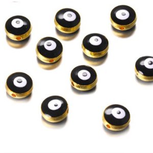 CH65777 Round flat evil eyes ,for jewellery 10mm//2pcs/ gold plated,   ,material brass,,beads (0 0)