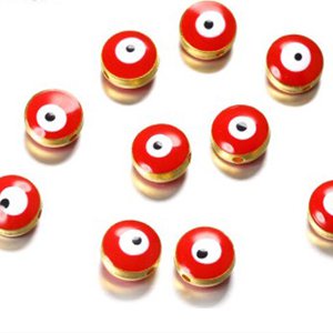 CH65778 Round flat evil eyes ,for jewellery 10mm//2pcs/ gold plated,   ,material brass,,beads (0 0)