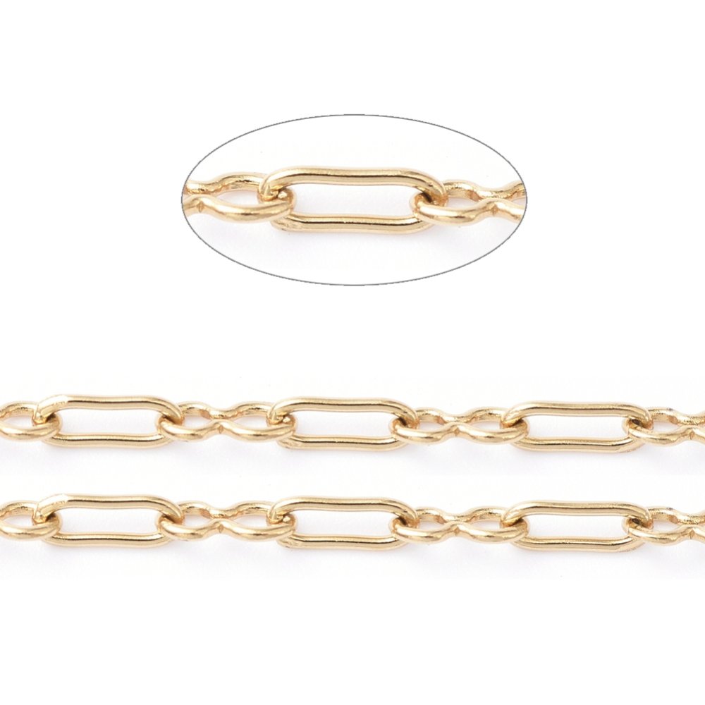 CH65794 Stainless Steel Paper Clip Chains ,For Jewellery 5X1,5mm/1Meters Gold Plated, Per Meter  ,Material Stainless Steel,, (20 20) ()