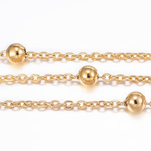 CH65805 Chains stainless steel per meter,satellite chains ,2×1,5mm/1meters ,gold plated (0 0)