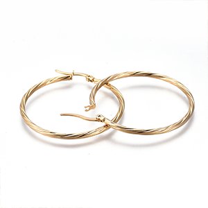 CH65811 Stainless steel hoop earrings ,for jewellery 40mm//1pair gold plated color,hoop earrings hoops  ,material stainless steel,, (0 0)
