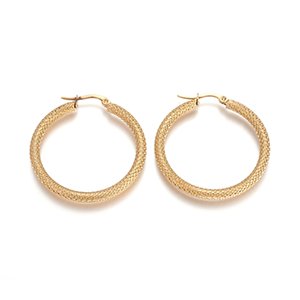 CH65826 Ατσαλινα σκουλαρικια κρικος hoops 35mm/1ζευγ. επιχρυσο χρωμα για κοσμημα   hoop earrings (-1 0)
