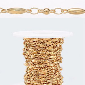 CH65837 Chains stainless steel per meter,bar link chain ,10×2,5mm/1meters ,gold plated (0 0)