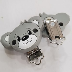 CH65903 Food grade silicone pacifier clips ,for pacifier/decoration 50mm//1pcs/ grey color,   ,material food grade silicone,cartoon, (0 0)