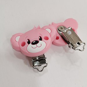 CH65904 Food grade silicone pacifier clips ,for pacifier/decoration 50mm//1pcs/ pink color,   ,material food grade silicone,cartoon, (-1 0)