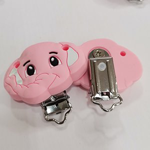 CH65907 Food grade silicone pacifier clips elephant shape ,for pacifier/decoration 50mm//1pcs/ pink color,   ,material food grade silicone,cartoon, (-3 0)