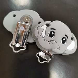 CH65910 Food grade silicone pacifier clips elephant shape for pacifier/decoration 50mm/1pcs grey color, ,material food grade silicone,, (-1 0)