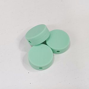CH65930 Food grade eco-friendly silicone beads round flat 15x6mm/4pcs mint color for pacifier/decoration  beads (0 0)