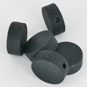 CH65932 Food grade eco-friendly silicone beads round flat 15x6mm/4pcs black color for pacifier/decoration  beads (0 0)