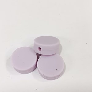 CH65934 Food grade eco-friendly silicone beads round flat 15x6mm/4pcs lilac color for pacifier/decoration  beads (0 0)