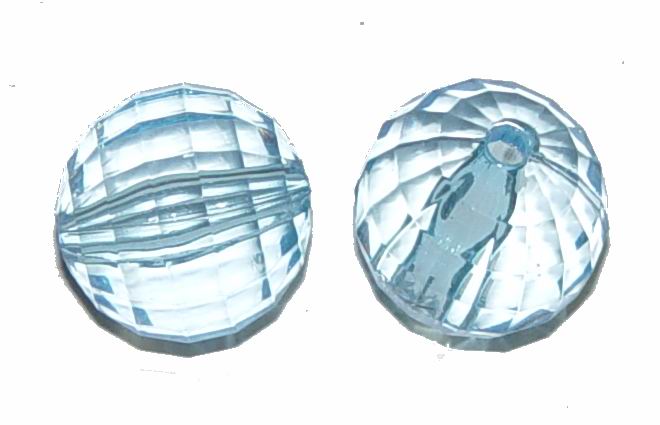 CH7373 Beads and spacers acrylic round faceted,faceted ,16mm/10pcs ,light blue color (0 0)