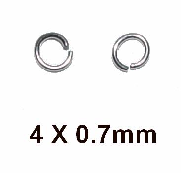 CH7531 Silver 925 Open Jump Rings For Jewellery 4X0,7mm/20Pcs RHODIUM PLATED, Thickness 0.7mm  ,Material ,, (55 0) ()