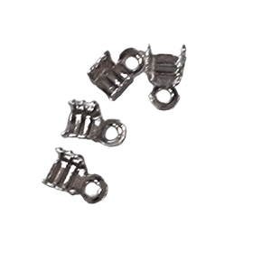 CH7574 Silver 925 Crimp Ends  8X4mm/Ø4mm/6Pcs RHODIUM PLATED For Jewellery/Stainless Steel Wire    (213 19) ()