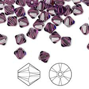 CH7783 REAL SWAROVSKI BICONE BEADS 5301 ,FOR JEWELLERY 4MM//20PCS/ VIOLET SATIN,   ,MATERIAL ,,BEADS (10 0) ()