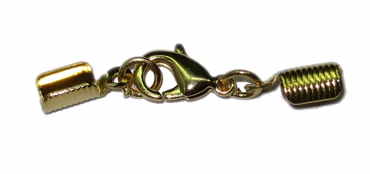 CH7964 METAL LOBSTER CLASPS WITH LEATHER ENDS  FOR NECKLACEs 12mm//5Pair/   GOLD PLATED color, Pressed  ,Material ,, (3 14) ()