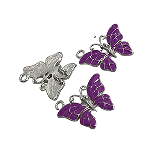 CH8690 Μενταγιόν Μεταλλικά Πεταλουδίτσες ,20mm/3Τεμ. ,Μπλέ Χρώμα,Με Χρώμα/Enamel (9 0) (11gr) ()