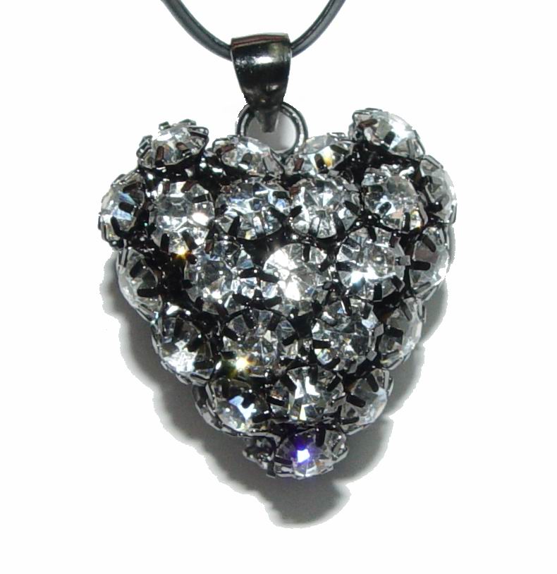 CH9180 Alloy pendants and charms hearts,with rhinestones ,26mm/1pcs,black color (1 0)