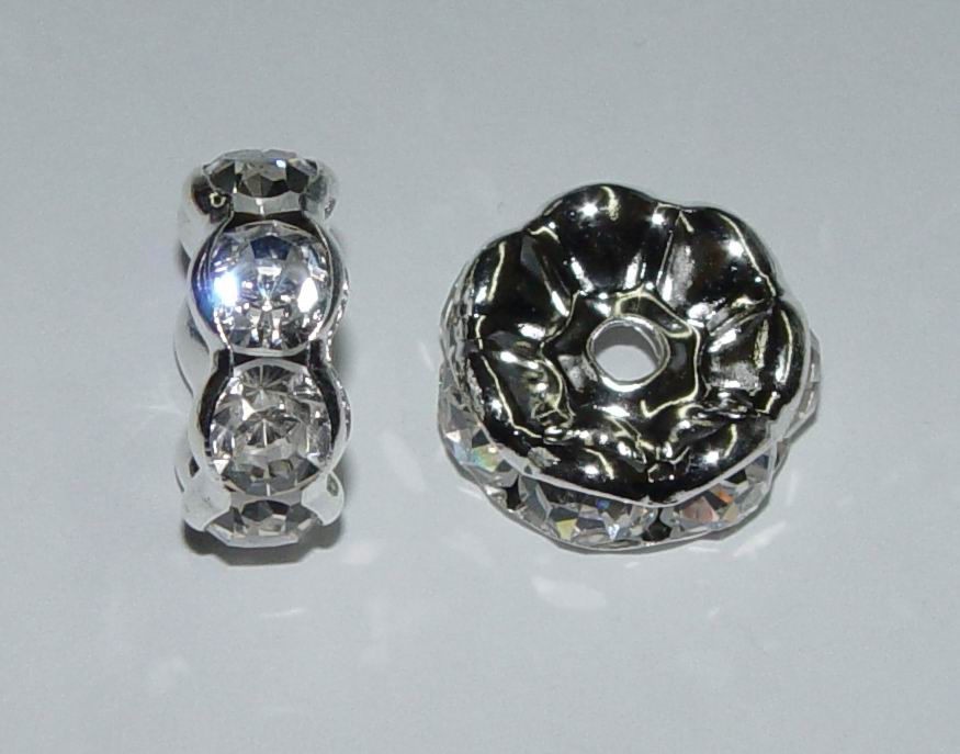 CH9331 Full drilled brass rondelle flat,with rhinestones ,21x9mm/1pcs ,silver plated color (0 0)