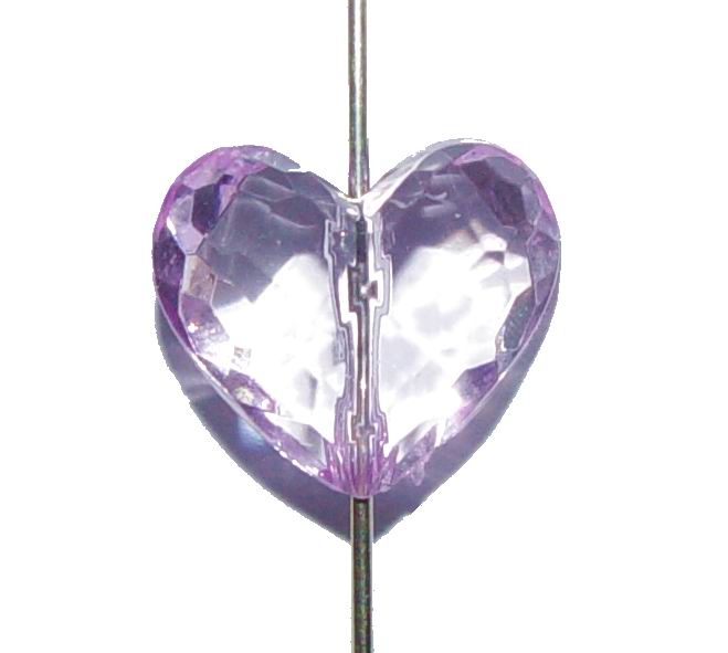 CH9830 Full drilled acrylic hearts,faceted ,16x19mm/25pcs ,violet color (0 0)